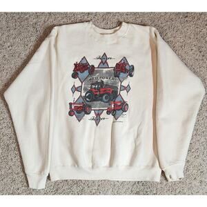 Vintage Truck & Tractor Fruit of the Loom Sweatshirt Men's Large Long Sleeve Tan